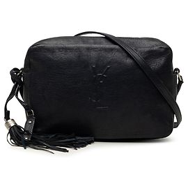 Bolso pequeño Lou Camera Bag de piel de cordero monogramada negro Saint Laurent Negro