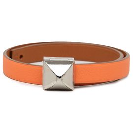 Pulsera Double Tour Medor Infini Hermès en Swift Naranja T2 Naranja
