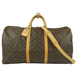 Borsa da viaggio Louis Vuitton Monogram Keepall Bandouliere 60 Marrone Marrone