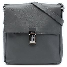 Bolsa Messenger de Viagem Prada Saffiano Cinza Cinza
