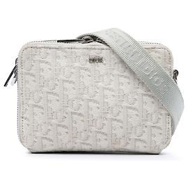 Borsa a tracolla in tela Dior Oblique marrone con doppia zip Marrone