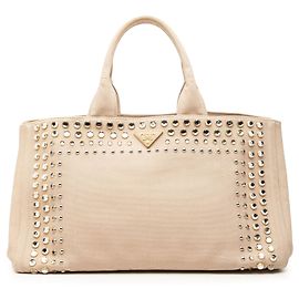 Bolsa Prada Large Canvas Canapa Bijoux Bege Bege