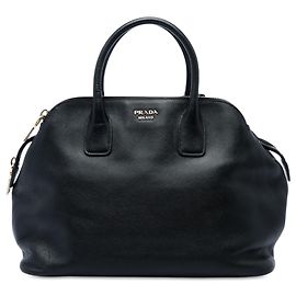Sac à main Prada Saffiano Cuir Triple Zip Dome Top Handle Bag Noir Noir