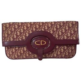 Bolsa Dior Monogram em tela e couro bordô Marrom Bordeaux