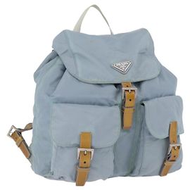 PRADA Sac à dos Nylon Bleu Clair Argent Autre