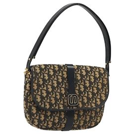 Christian Dior Trotter Canvas Shoulder Bag Navy Gold Autre