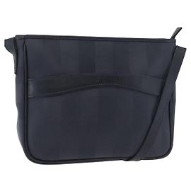 FENDI Pecan Canvas Shoulder Bag PVC Navy Gold Altro