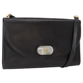 Christian Dior Shoulder Bag Leather Black Gold Altro