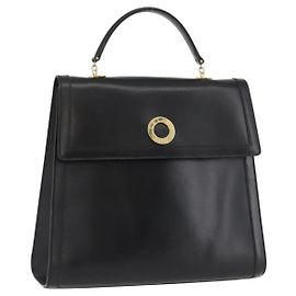 Céline CELINE Bolsa de mão Circle em couro preto e dourado Outro