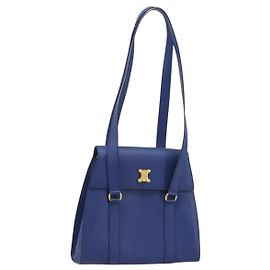 Céline CELINE Bolsa de ombro em couro azul e dourado Outro
