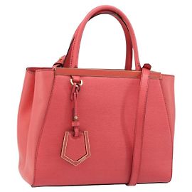 FENDI 2JOURS Handtasche Leder 2way Pink Gold Andere