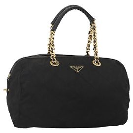 PRADA Sac Boston Nylon Black Gold Autre