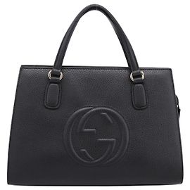 Bolsa Gucci Soho Convertible Top Handle Satchel em couro Medium Preto