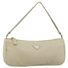 PRADA Bolsa de Acessórios Nylon Beige Silver Outro