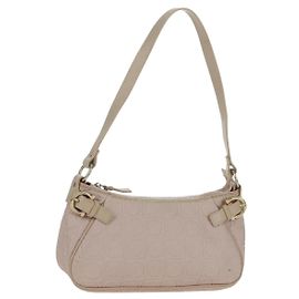Salvatore Ferragamo Gancini Accessory Pouch PVC Canvas Pink Gold Other