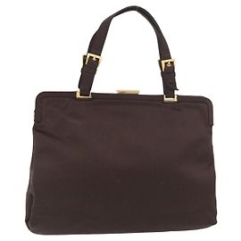 PRADA Sac Tote Satin Marron Or Autre