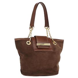 Céline CELINE Chain Tote Bag Suede Brown Gold Autre