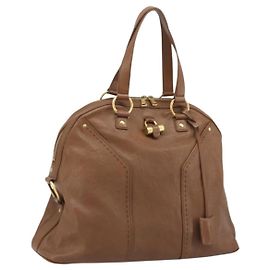 SAINT LAURENT Muse Shoulder Bag Leather Brown Gold 153959 Altro