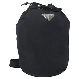 PRADA Sac à main épaule Nylon Noir Argent Autre