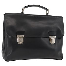 PRADA Business Bag Leather Black Silver Altro
