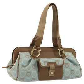 Salvatore Ferragamo Gancini Tote Bag Canvas Brown Altro