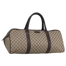GUCCI GG Supreme Boston Bag PVC Brown Silver 108793 Autre