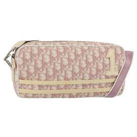 Christian Dior Trotter Canvas Shoulder Bag PVC Pink Silver Otro