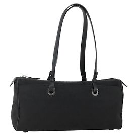 Salvatore Ferragamo Shoulder Bag Canvas Black Silver Altro