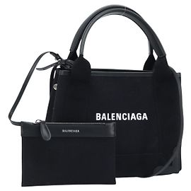 BALENCIAGA Cabas XS Tote Bag Canvas 2way Black Silver 390346 Altro