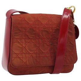 Christian Dior Canage Shoulder Bag Nylon Red Gold Altro