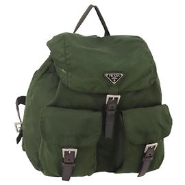 PRADA Rucksack Nylon Khaki Silver Andere