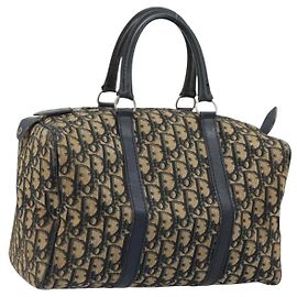 Christian Dior Trotter Canvas Boston Bag Navy Silver Autre