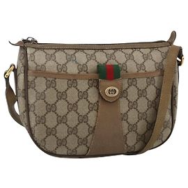 GUCCI GG Supreme Web Sherry Line Bag PVC Beige Gold 89 02 032 Outro