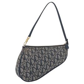 Christian Dior Trotter Canvas Accessory Pouch Navy Silver Other