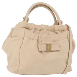 Salvatore Ferragamo Sac à main Vala Cuir 2way Ivory Gold Autre