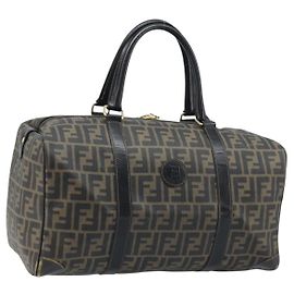 FENDI Zucca Canvas Boston Bag PVC Black Brown Altro