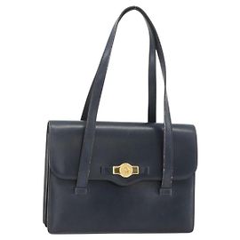 Christian Dior Hand Bag Leather Gold Navy Altro