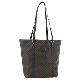Céline CELINE Macadam Canvas Tote Bag PVC Leather Black Gold Other