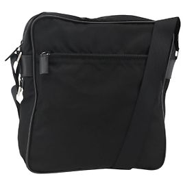 PRADA Bolsa de Ombro Nylon Black Silver Outro