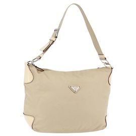 PRADA Bolsa de Ombro Nylon Beige Silver Outro
