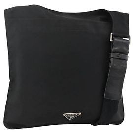 PRADA Bolsa de Ombro Nylon Black Silver Outro