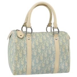 Christian Dior Trotter Canvas Boston Bag PVC Light Blue Silver Altro