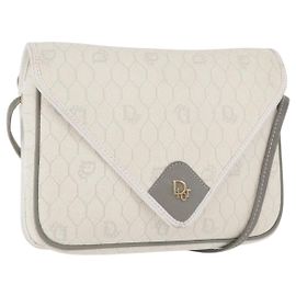 Christian Dior Honeycomb Canvas Shoulder Bag PVC White Gold Altro