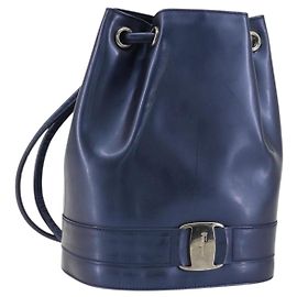 Salvatore Ferragamo Vala Backpack Patent leather Navy Silver Other