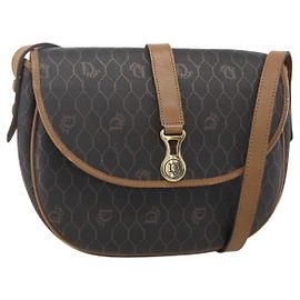 Christian Dior Honeycomb Canvas Shoulder Bag PVC Black Gold Altro