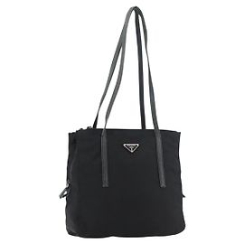 PRADA Tote Bag Nylon Black Silver Autre