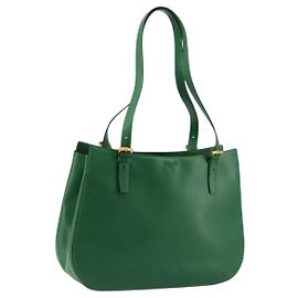 Céline CELINE Bolsa de Ombro em Couro Verde Ouro Outro