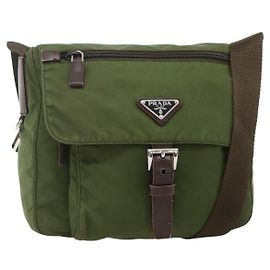 PRADA Bolsa de Ombro Nylon Green Silver Outro