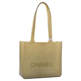 CHANEL Tote Bag Rubber Beige CC Otro