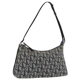 Christian Dior Trotter Canvas Accessory Pouch Navy Silver Other
